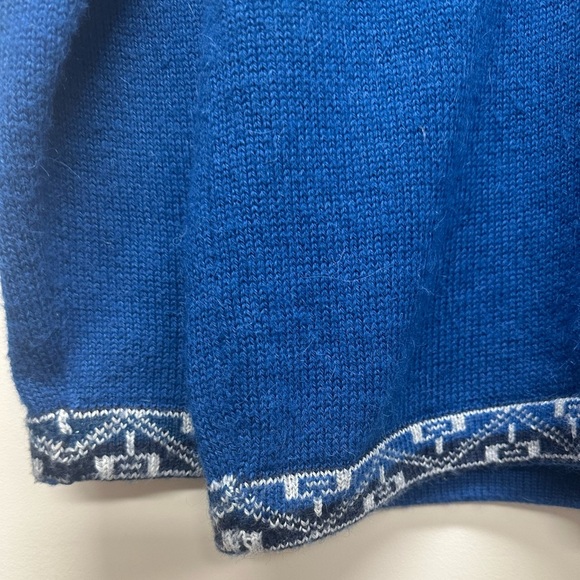 Women’s L  Large Alpaca Wool Sweater Blue Indigenous Spanish Peruvian Pattern - Picture 4 of 8